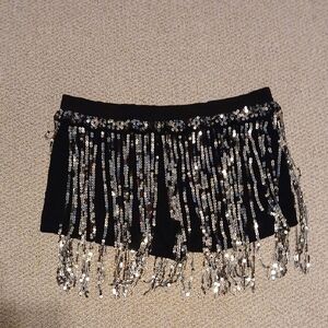 SHEIN Curve Elegant Black Shorts With Sequins 2XL